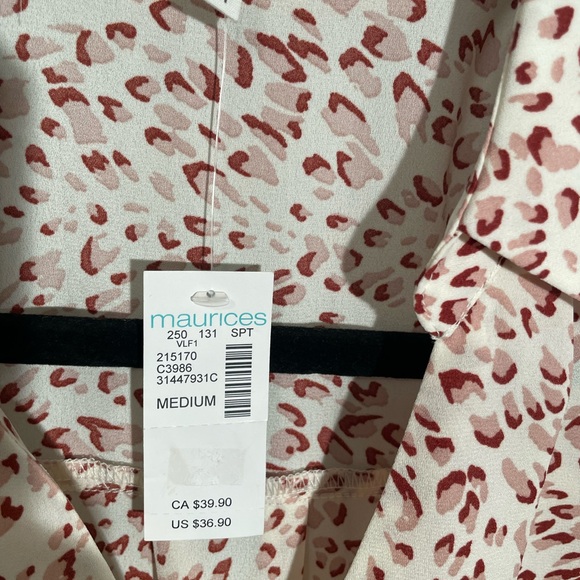 Maurices Cream and Red Patterned Blouse - Picture 3 of 9